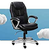 Serta Executive Office Padded Arms Adjustable Ergonomic Gaming Desk Chair with Lumbar Support, Faux Leather and Mesh, Black